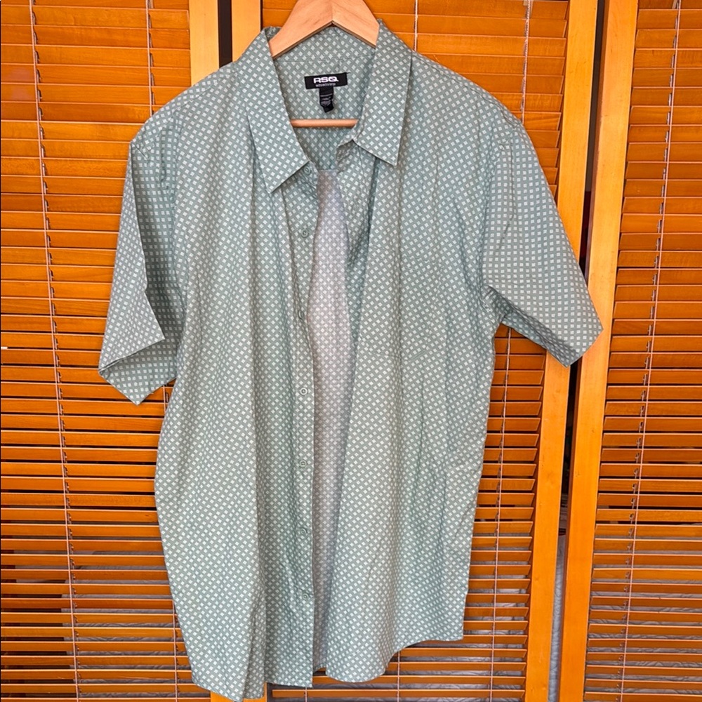 RSQ Men's Green Polka Dot Button-Down Shirt